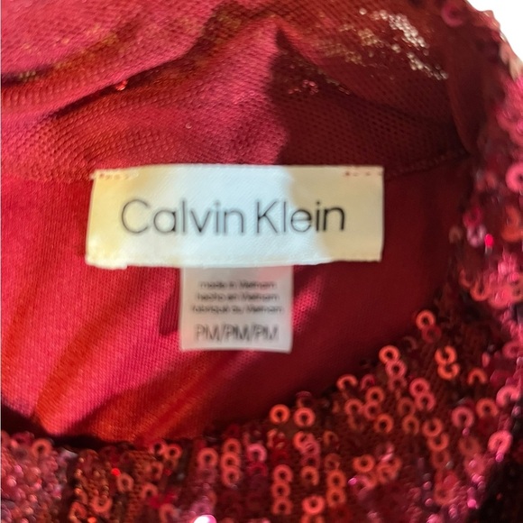 Calvin Klein Burgundy Sequin Keyhole Sleeveless Tank Size Petite Small - Picture 3 of 5